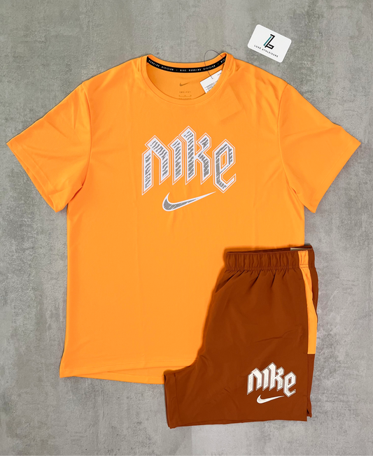 Nike Run Division Miler & 5” Challenger Shorts Set ‘Laser Orange/Deep Orange’